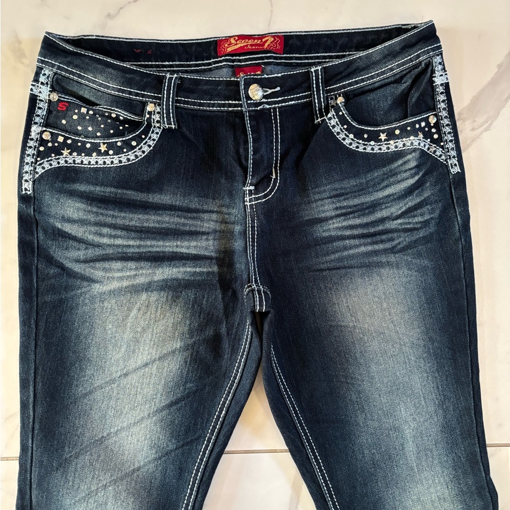 Seven7 Women's Dark Blue Straight Leg Jeans - Picture 8 of 14